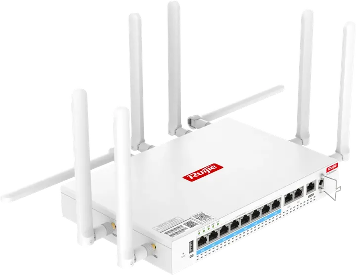 Ruijie RG-RSR830W-P, WAN: 2 x GE electrical ports LAN: 8 x GE electrical ports (LAN/WAN switchable) PoE Wi-Fi 6