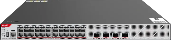 Ruijie RG-S5360-24GT4XS-P-E, 24 x 1GE RJ45 ports, 4 x 10GE SFP+ ports, PoE+